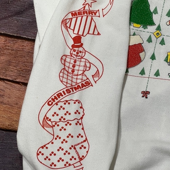 Vintage 80s Ugly Christmas Sweater Party Tic Tac Toe Xmas Sweatshirt - Picture 5 of 8